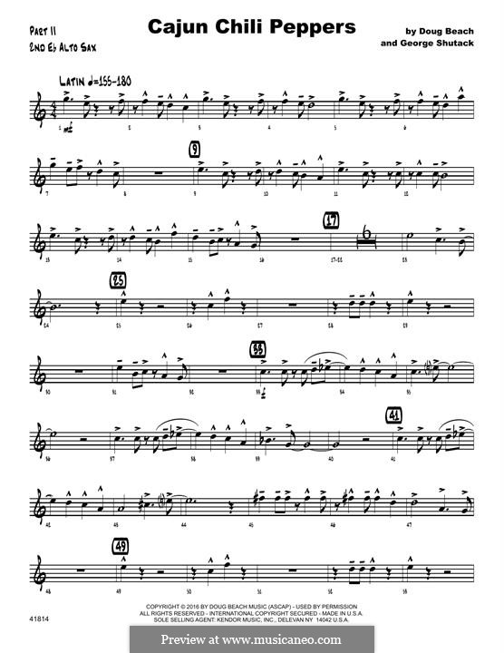 Cajun Chili Peppers: 2nd Eb Alto Saxophone part by George Shutack
