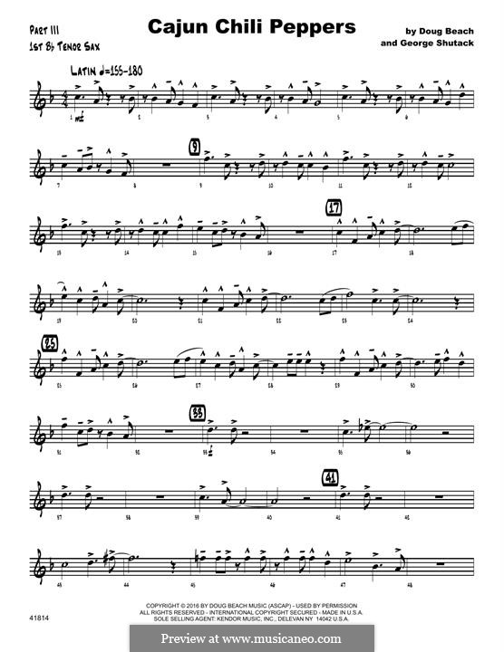Cajun Chili Peppers: 1st Tenor Saxophone part by George Shutack