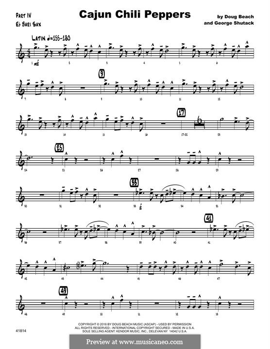 Cajun Chili Peppers: Eb Baritone Saxophone part by George Shutack