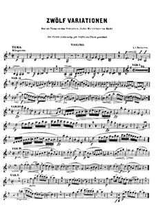 Twelve Variations on Theme from 'Judas Maccabaeus': For cello (or violin) and piano – violin part by Ludwig van Beethoven