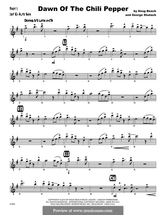 Dawn of The Chili Pepper: 1st Eb Alto Saxophone part by Doug Beach, George Shutack