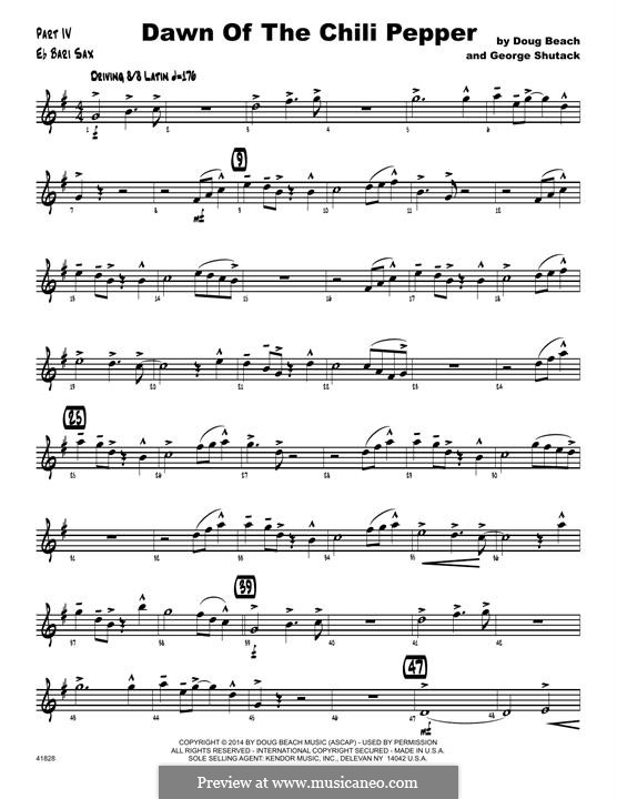 Dawn of The Chili Pepper: Eb Baritone Saxophone part by Doug Beach, George Shutack