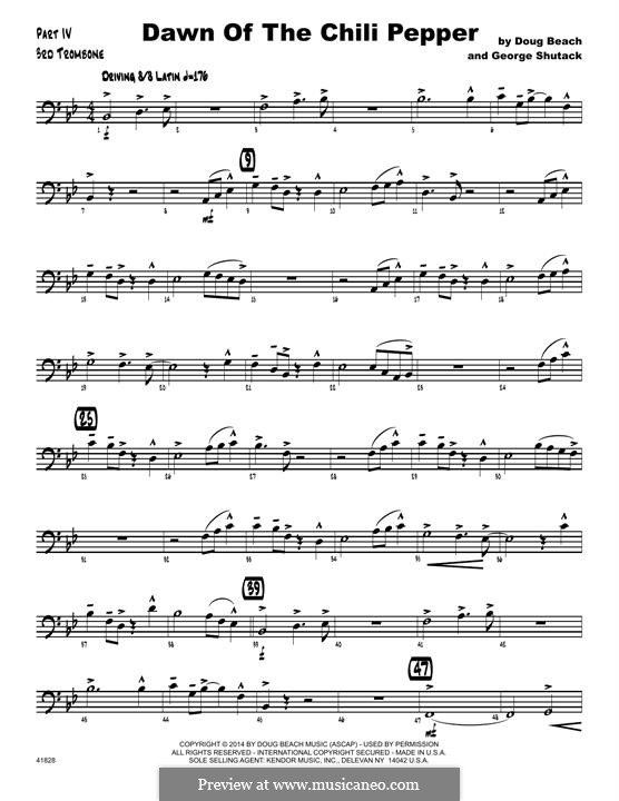 Dawn of The Chili Pepper: 3rd Trombone part by Doug Beach, George Shutack