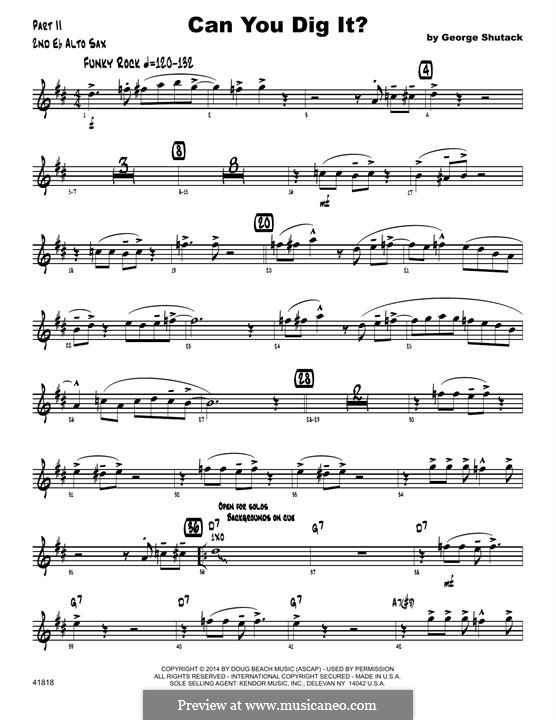 Can You Dig It?: 2nd Eb Alto Saxophone part by George Shutack