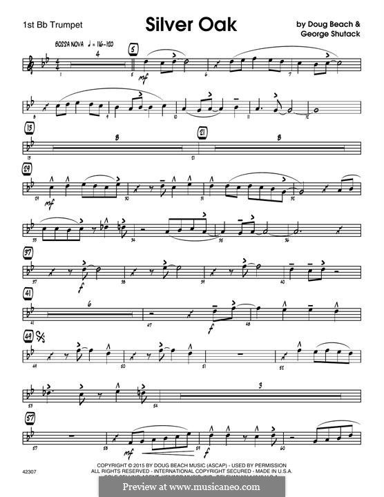 Silver Oak: 1st Bb Trumpet part by Doug Beach, George Shutack