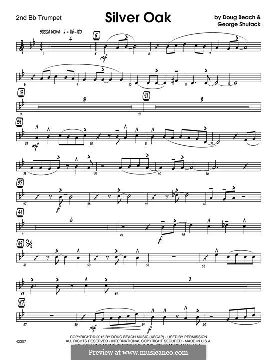 Silver Oak: 2nd Bb Trumpet part by Doug Beach, George Shutack