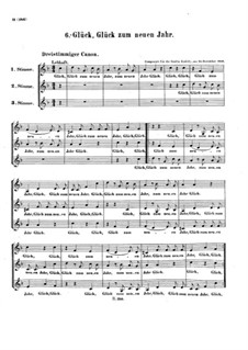 Glück, Glück zum neuen Jahr, WoO 176: Vocal score by Ludwig van Beethoven