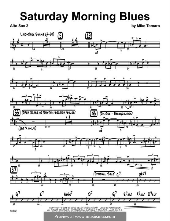 Saturday Morning Blues: 2nd Eb Alto Saxophone part by Mike Tomaro