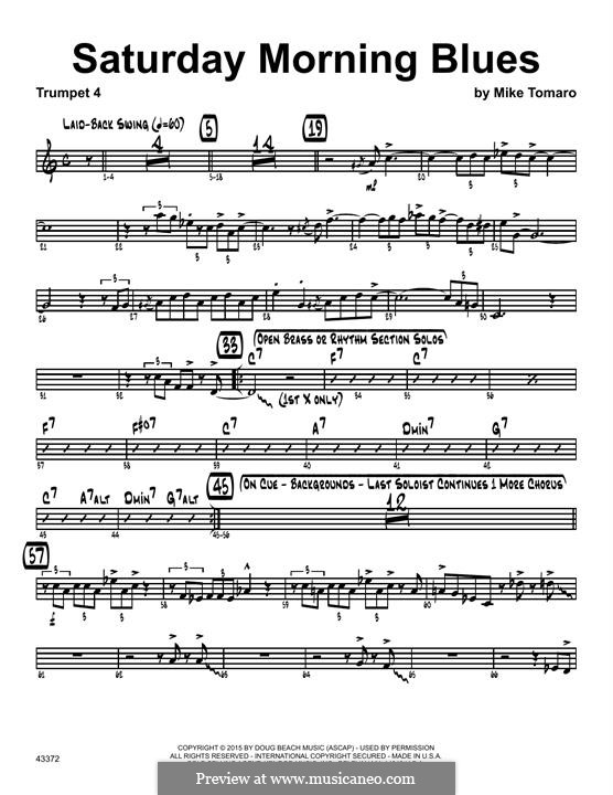 Saturday Morning Blues: 4th Bb Trumpet part by Mike Tomaro