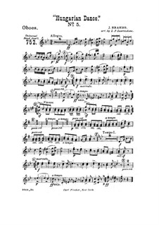 Dance No.5 in F Sharp Minor: For wind band – oboes part by Johannes Brahms