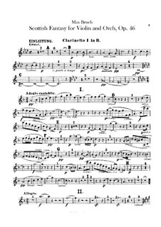 Scottish Fantasia for Violin and Orchestra, Op.46: Clarinets parts by Max Bruch