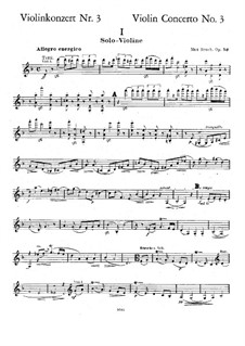 Violin Concerto No.3 in D Minor, Op.58: Solo part by Max Bruch