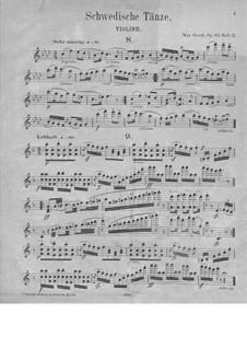 Swedish Dances, Op.63: No.8-15 – violin part by Max Bruch