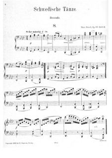 Swedish Dances, Op.63: No.8-15, for piano four hands by Max Bruch