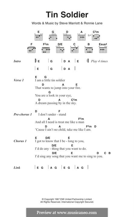 Tin Soldier (The Small Faces): For guitar by Ronnie Lane, Steve Marriott