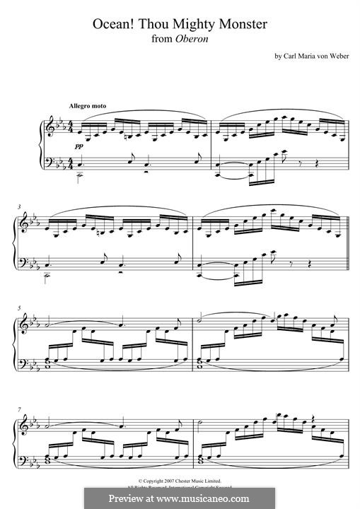 Ocean! Thou Mighty Monster: For piano by Carl Maria von Weber
