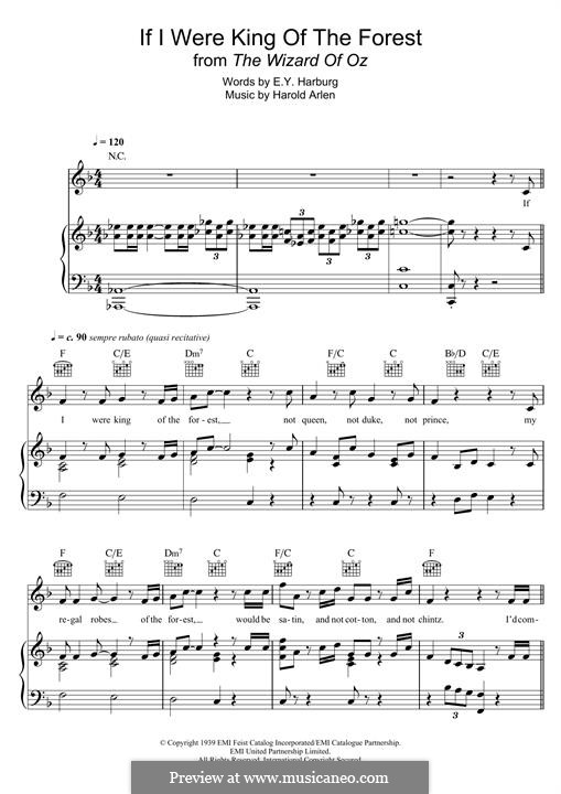 If I Were King of the Forest: For voice and piano (or guitar) by Harold Arlen