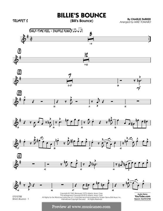 Billie's Bounce (Bill's Bounce): Trumpet 2 part by Charlie Parker