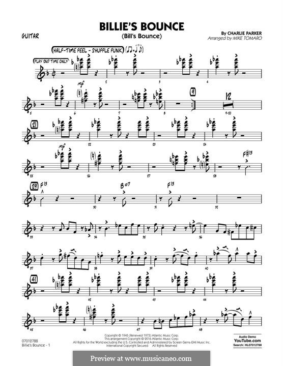 Billie's Bounce (Bill's Bounce): Guitar part by Charlie Parker