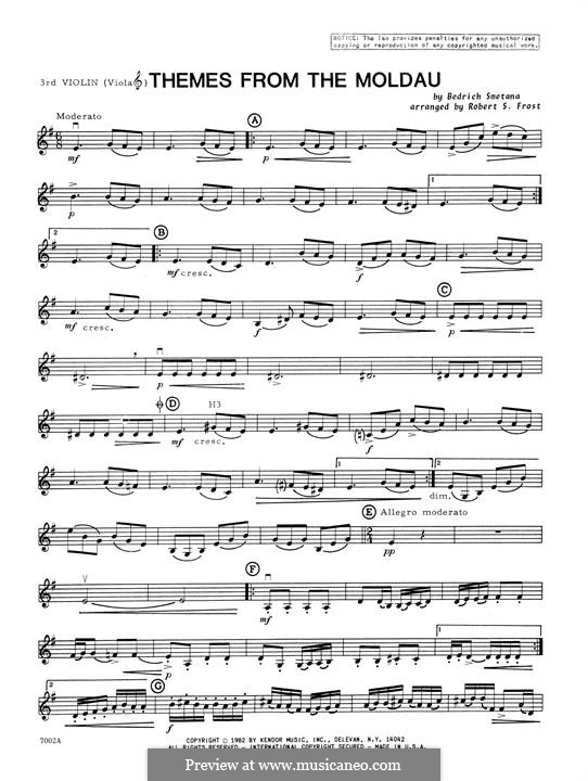 Vltava, T.111: Themes, for strings – Violin 3 (Viola T.C.) part by Bedřich Smetana