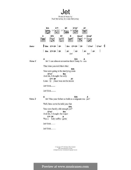 Jet (Wings): For guitar by Linda McCartney, Paul McCartney