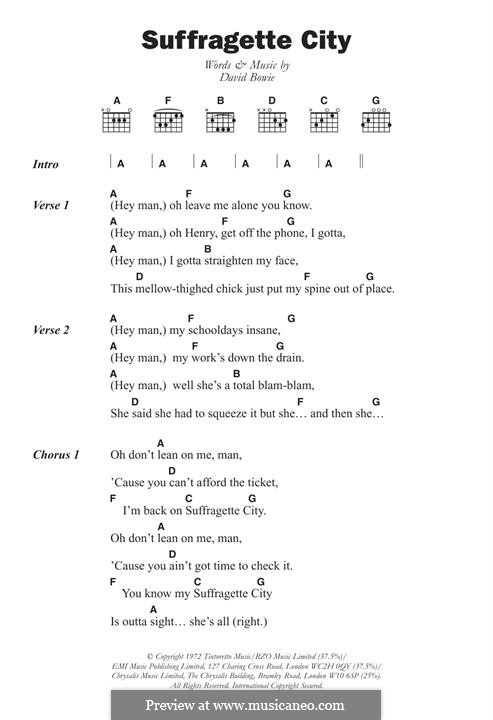 Suffragette City: For guitar by David Bowie