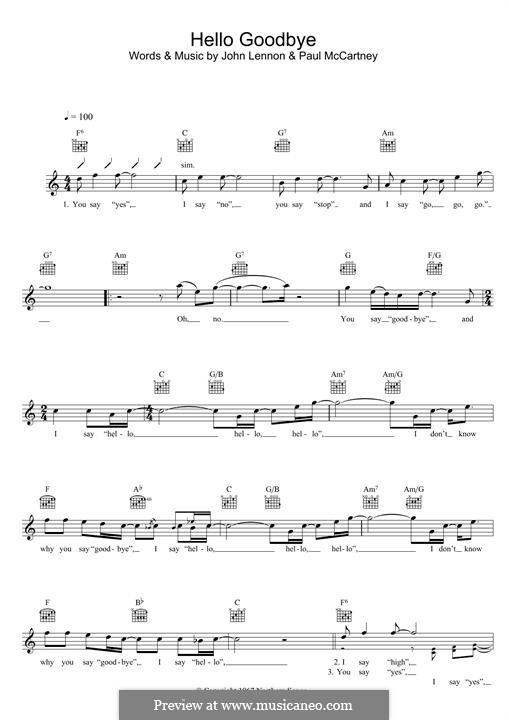 Hello, Goodbye (The Beatles): For keyboard by John Lennon, Paul McCartney