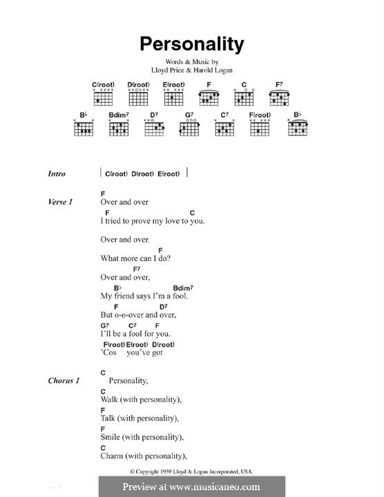 Personality (Johnny Burke): For guitar by Harold Logan, Lloyd Price