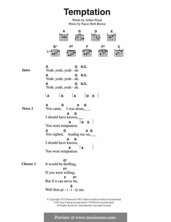 Temptation (The Everly Brothers): For guitar by Nacio Herb Brown