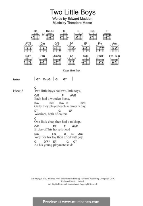 Two Little Boys (Rolf Harris): For guitar by Theodore F. Morse