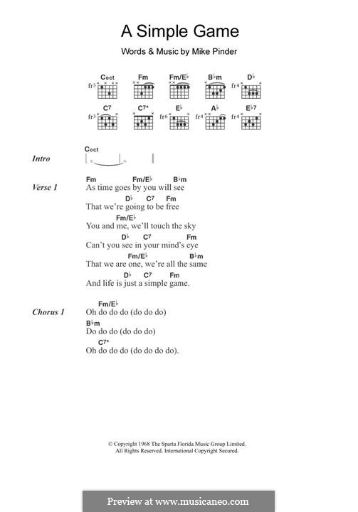 A Simple Game (The Four Tops): For guitar by Mike Pinder