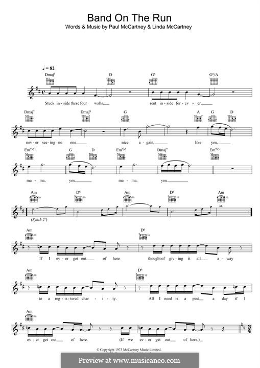 Band on the Run (Wings): For keyboard by Linda McCartney, Paul McCartney