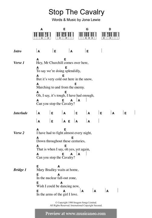 Stop the Cavalry: For piano by Jona Lewie