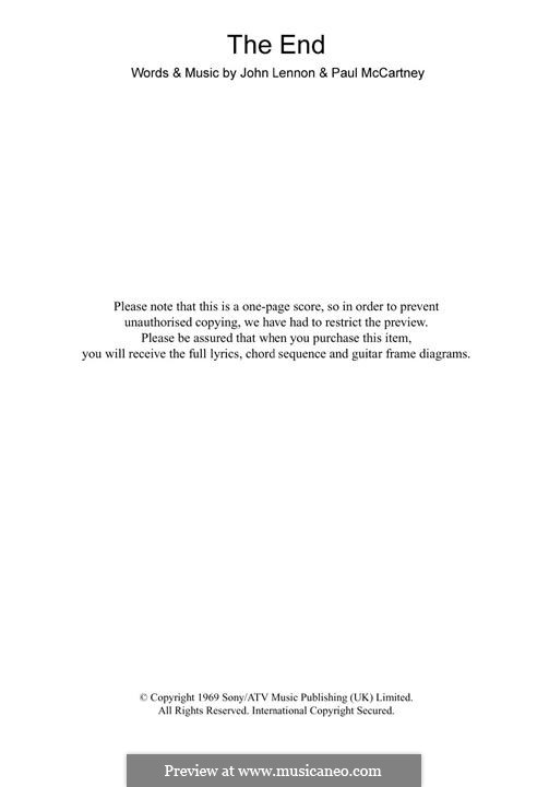 The End (The Beatles): For guitar by John Lennon, Paul McCartney