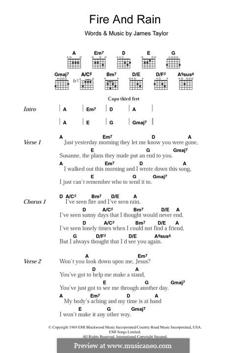 Fire and Rain: For guitar by James Taylor