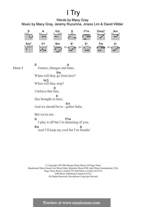 I Try: For guitar by David Wilder, Jeremy Ruzumna, Jinsoo Lim, Macy Gray