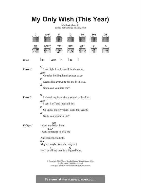 My Only Wish This Year (Britney Spears): For guitar by Brian Kierulf, Joshua Schwartz