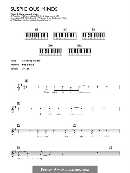 Suspicious Minds (Elvis Presley): For piano by Francis Zambon