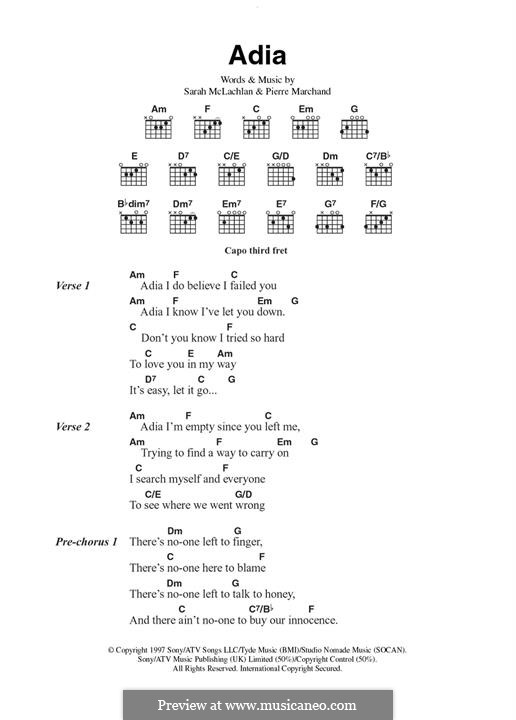 Adia: For guitar by Pierre Marchand, Sarah McLachlan