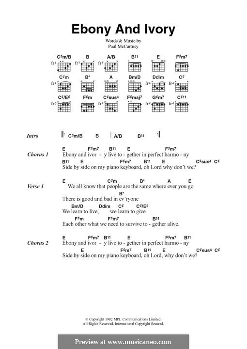 Ebony and Ivory: For guitar by Paul McCartney