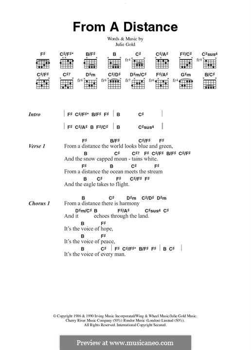 From a Distance: For guitar by Julie Gold