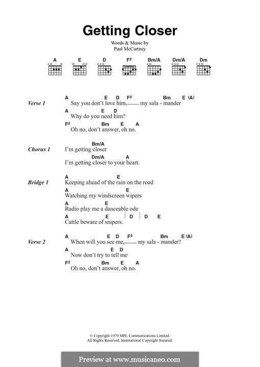 Getting Closer (Wings): For guitar by Paul McCartney