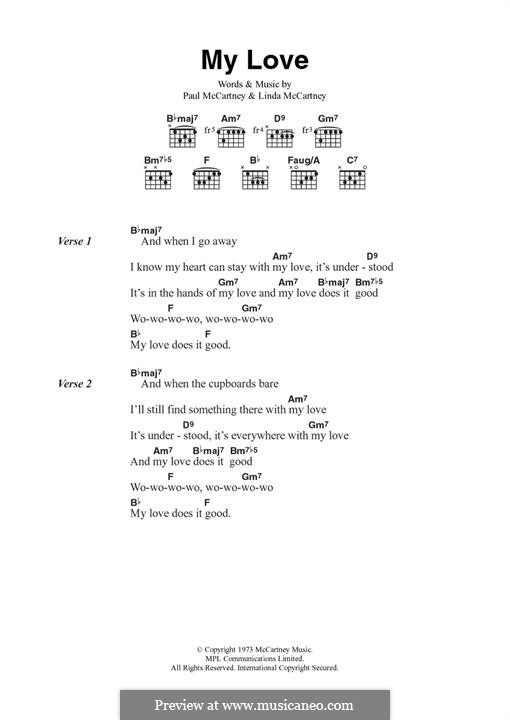 My Love (Wings): For guitar by Linda McCartney, Paul McCartney
