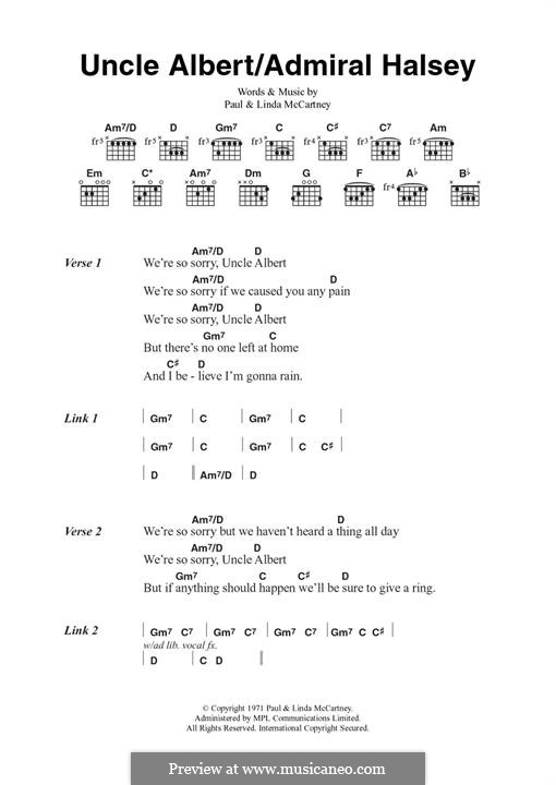 Uncle Albert/Admiral Halsey: For guitar by Linda McCartney, Paul McCartney