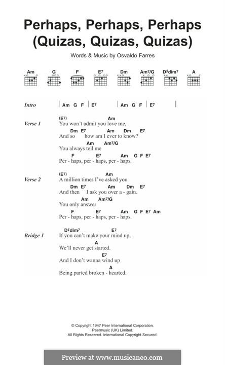 Quizas, Quizas, Quizas (Perhaps, Perhaps, Perhaps): For guitar by Osvaldo Farres