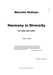 Harmony in Diversity, MMD11: Harmony in Diversity by Malcolm Dedman