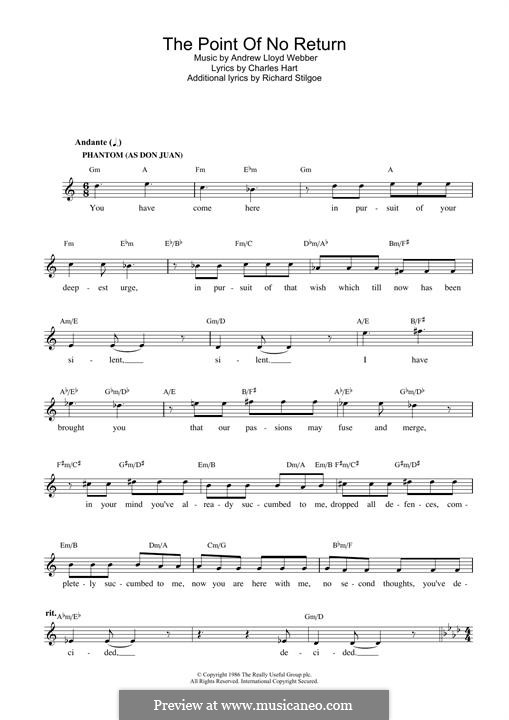 The Point of No Return: For keyboard by Andrew Lloyd Webber