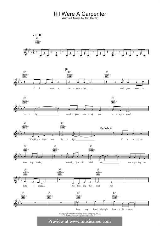 If I Were a Carpenter: For keyboard by Tim Hardin
