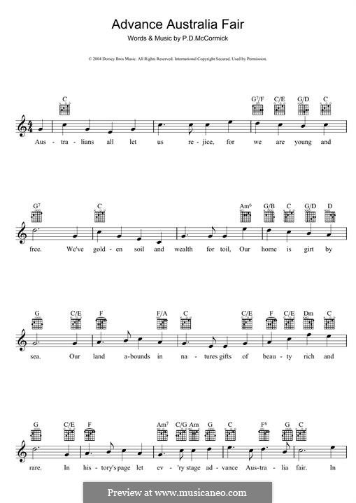 Advance Australia Fair (Australian National Anthem): For keyboard by Peter McCormick