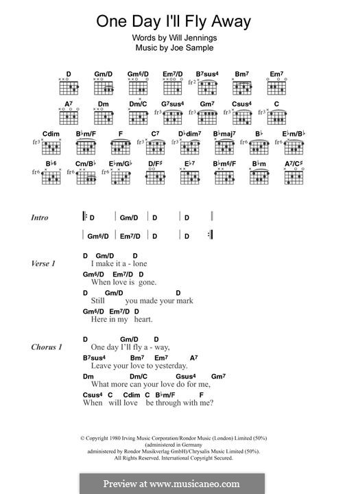 One Day I'll Fly Away (Randy Crawford): For guitar by Joe Sample